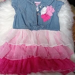Blue and white pink dress